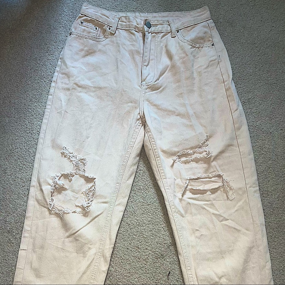 High-Waisted Ripped Mom Jeans